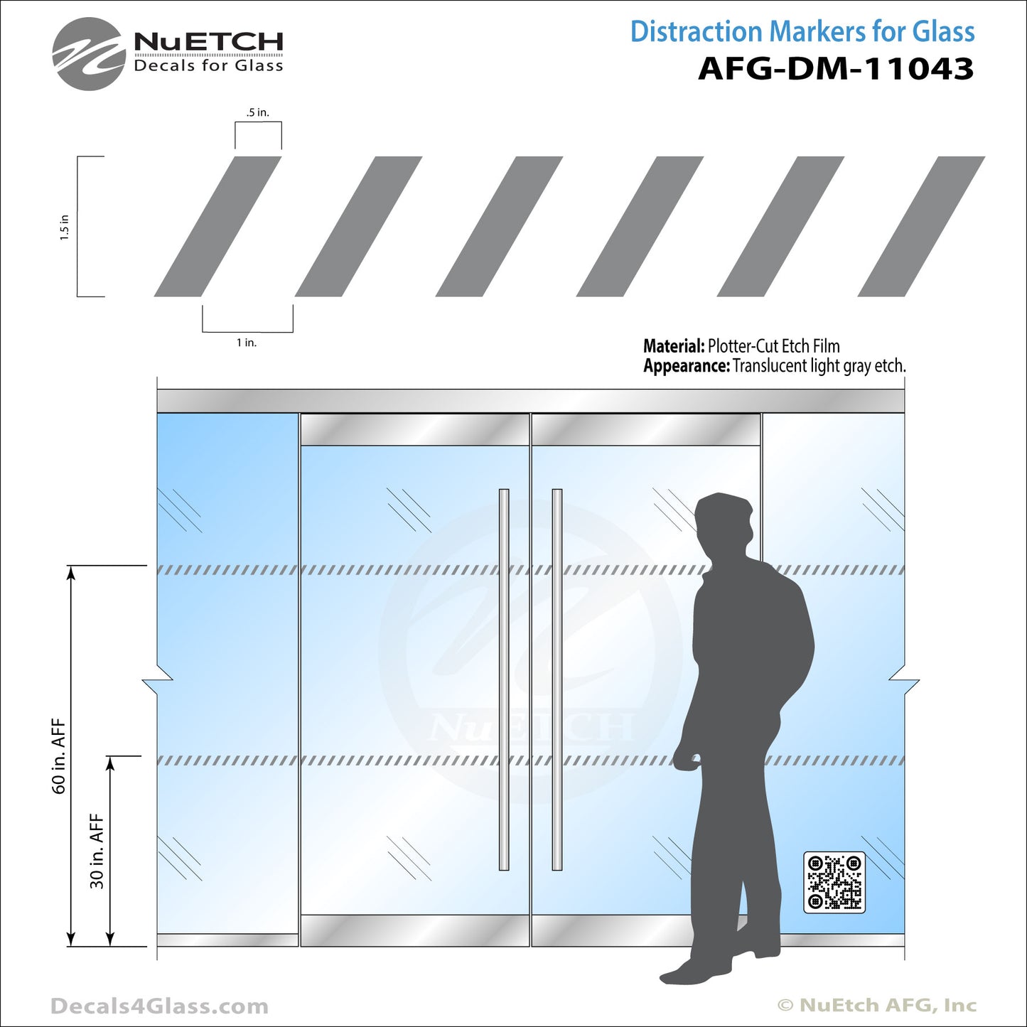 Skewed Rectangles (.5 x 1.5 - 1 in) Safety Marker AFG-DM-11043