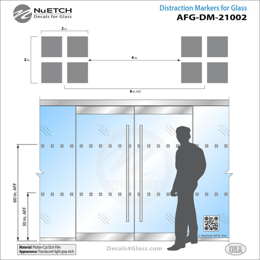 2 Inch (set of 4) Squares (6 in. on center) Safety Marker - AFG-DM-21002