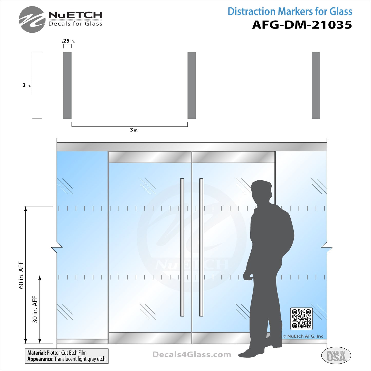 2 Inch Rectangles (.25" x 2" - 3.5") Safety Marker - AFG-DM-21035