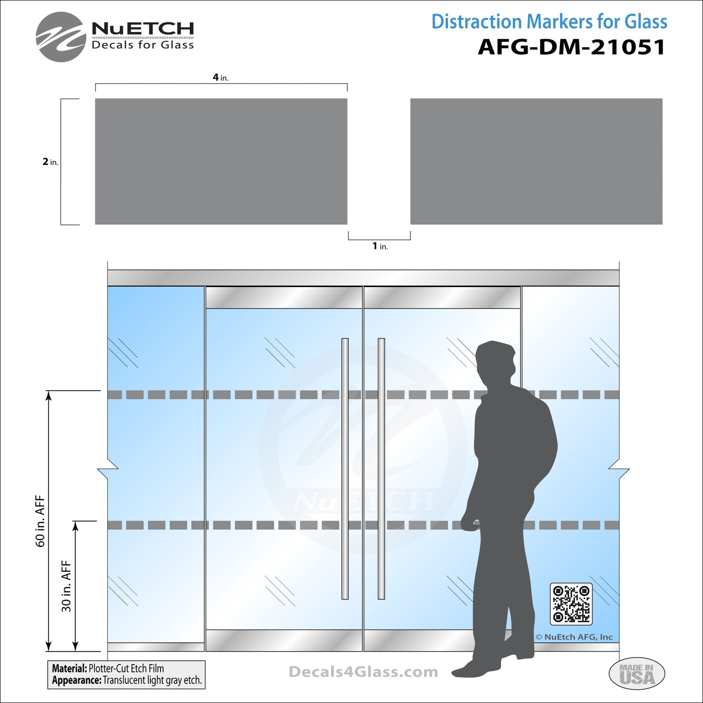 2 inch Rectangle – (4" x 2" - 1") Safety Marker AFG-DM-21051