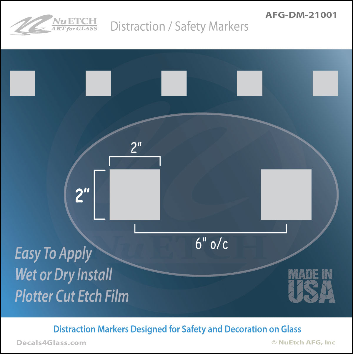 2 Inch Squares (6 in. on center) Safety Marker - AFG-DM-21001