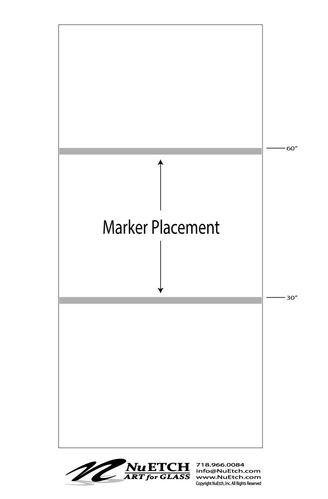 Recommended placement diagram for installing Distraction (Safety) Markers on glass.
